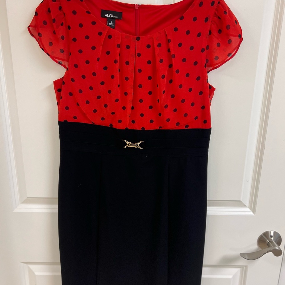 Alyx Women’s Dress in Red and Black with Polka Dots